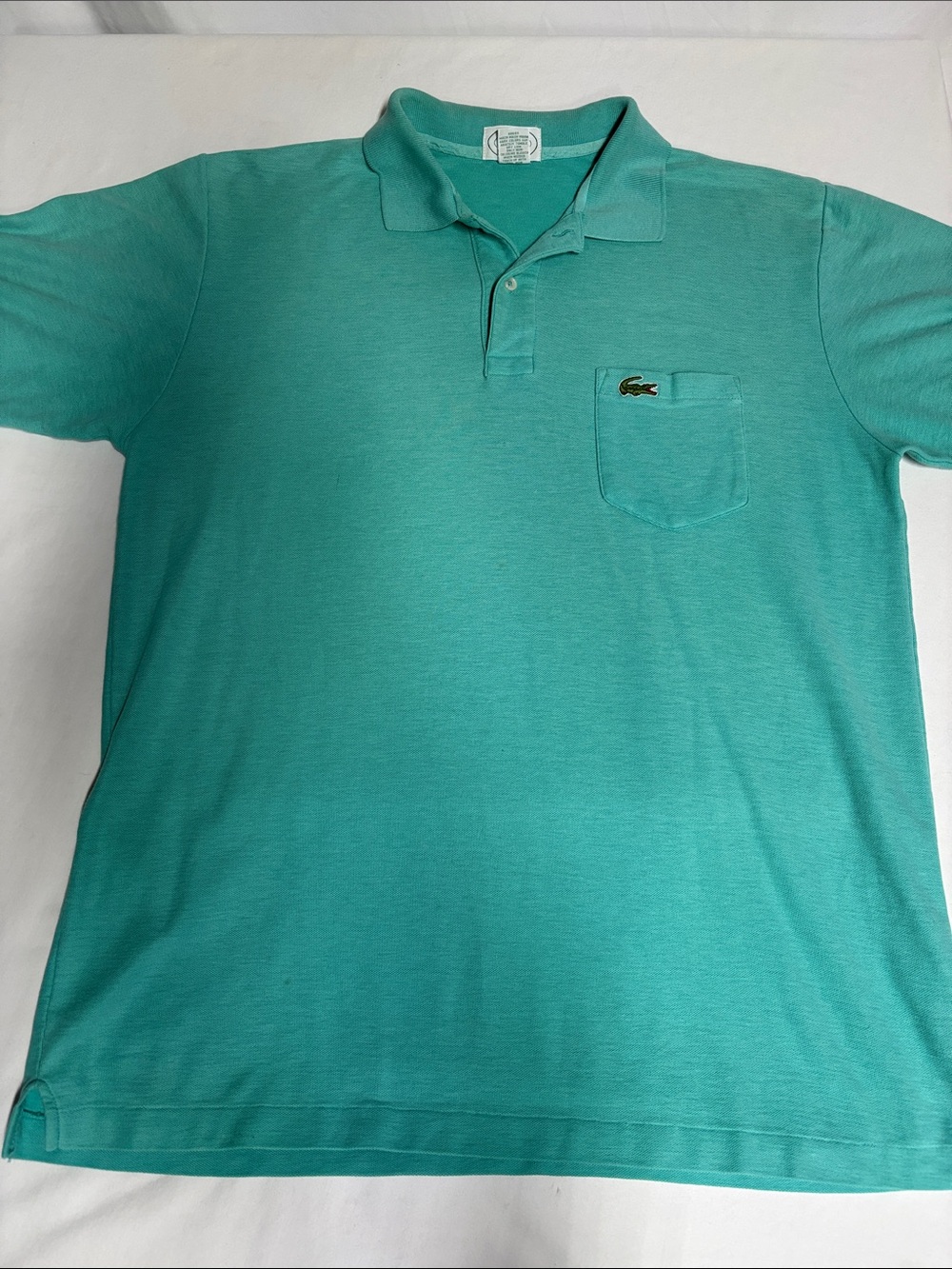 Vintage Izod Lacoste Polo Shirt Men’s L Aqua Turquoise Pocket Crocodile